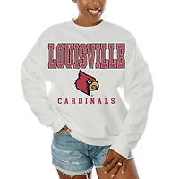 Women's Gameday Couture  White Louisville Cardinals Freestyle Fleece Pullover Sweatshirt