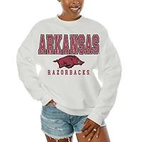 Women's Gameday Couture  White Arkansas Razorbacks Freestyle Fleece Pullover Sweatshirt