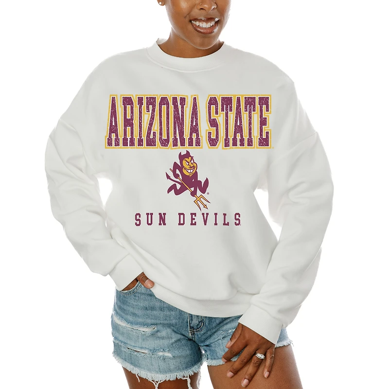 Women's Gameday Couture White Arizona State Sun Devils Freestyle Fleece Pullover Sweatshirt