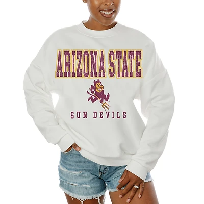 Women's Gameday Couture  White Arizona State Sun Devils Freestyle Fleece Pullover Sweatshirt