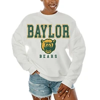 Women's Gameday Couture  White Baylor Bears Freestyle Fleece Pullover Sweatshirt