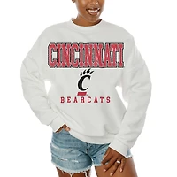 Women's Gameday Couture  White Cincinnati Bearcats Freestyle Fleece Pullover Sweatshirt