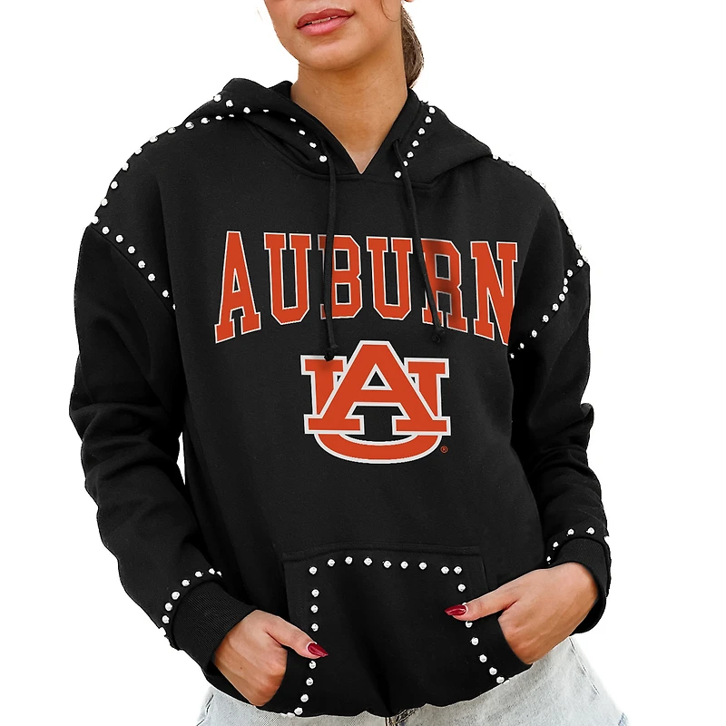 Women's Gameday Couture Black Auburn Tigers Studded Pullover Hoodie