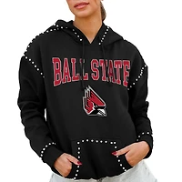 Women's Gameday Couture  Black Ball State Cardinals Studded Pullover Hoodie