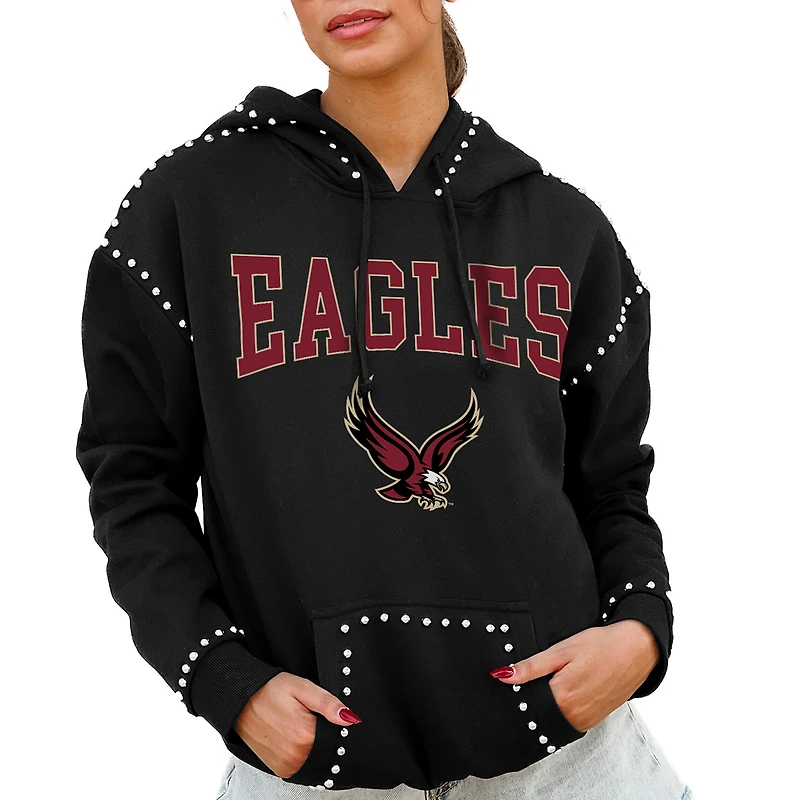 Women's Gameday Couture  Black Boston College Eagles Studded Pullover Hoodie