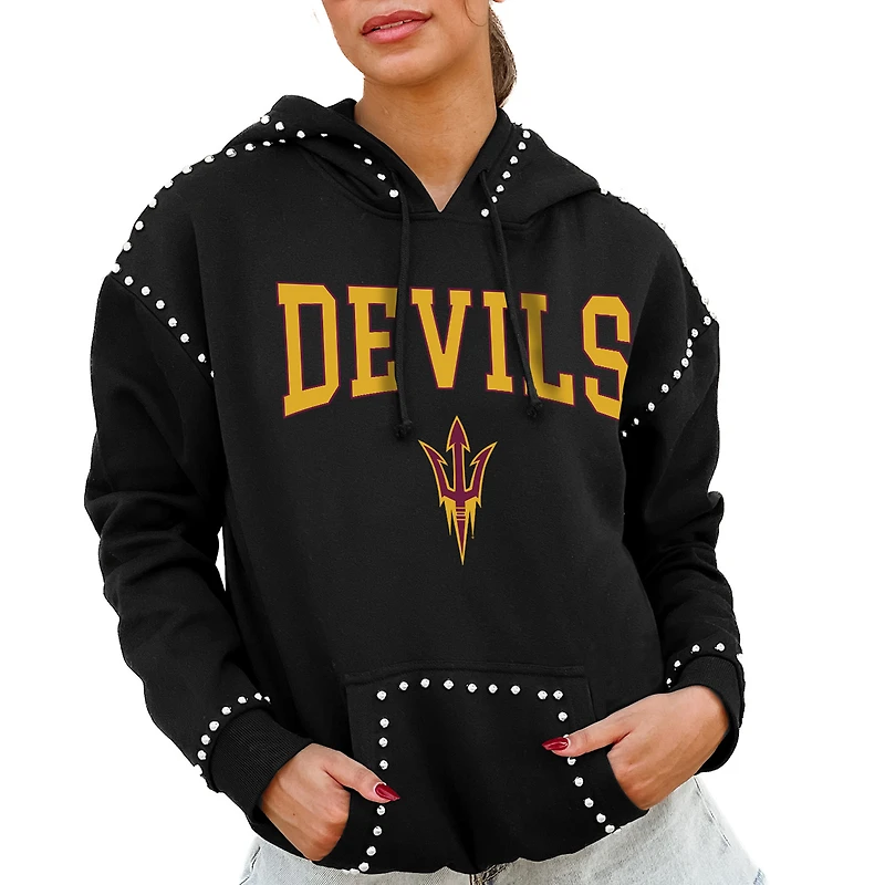 Women's Gameday Couture  Black Arizona State Sun Devils Studded Pullover Hoodie