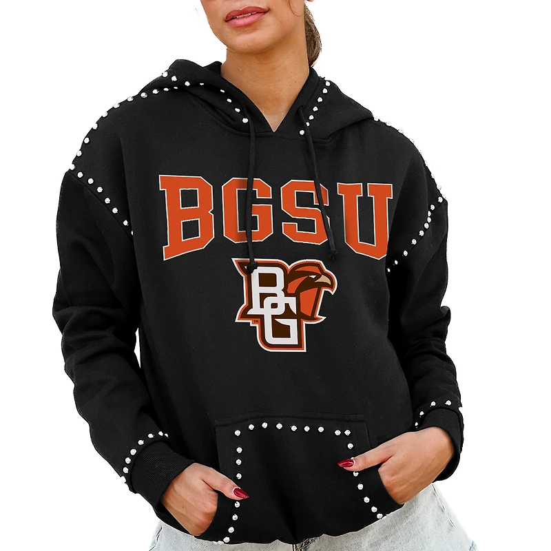 Women's Gameday Couture  Black Bowling Green St. Falcons Studded Pullover Hoodie