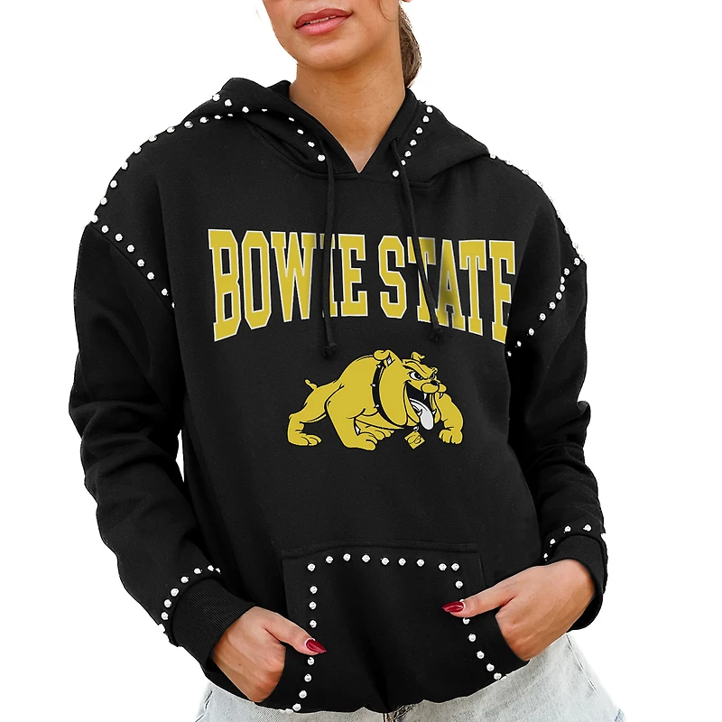 Women's Gameday Couture Black Bowie State Bulldogs Studded Pullover Hoodie