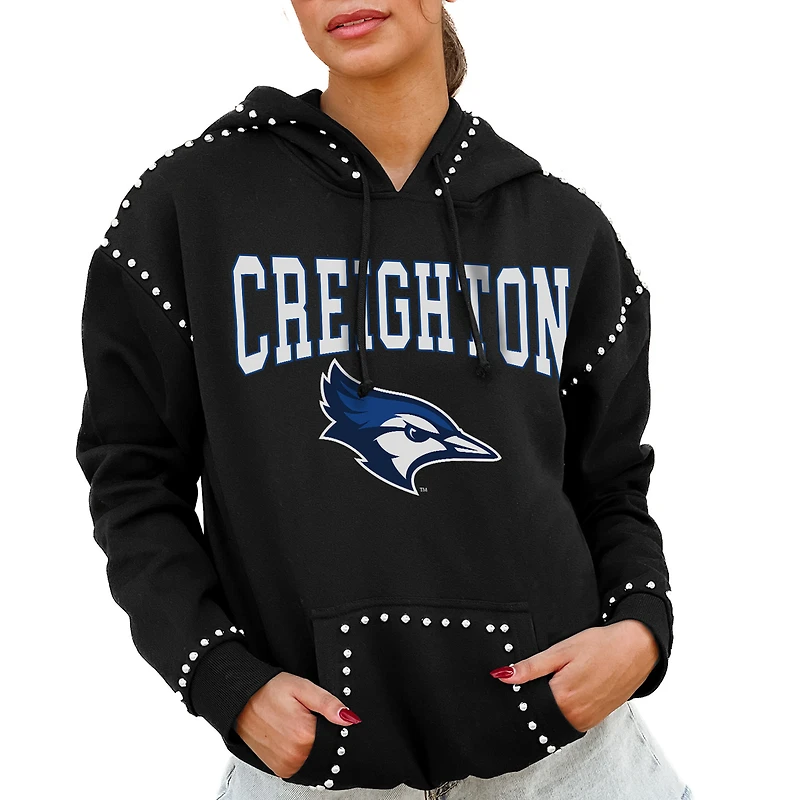Women's Gameday Couture  Black Creighton Bluejays Studded Pullover Hoodie