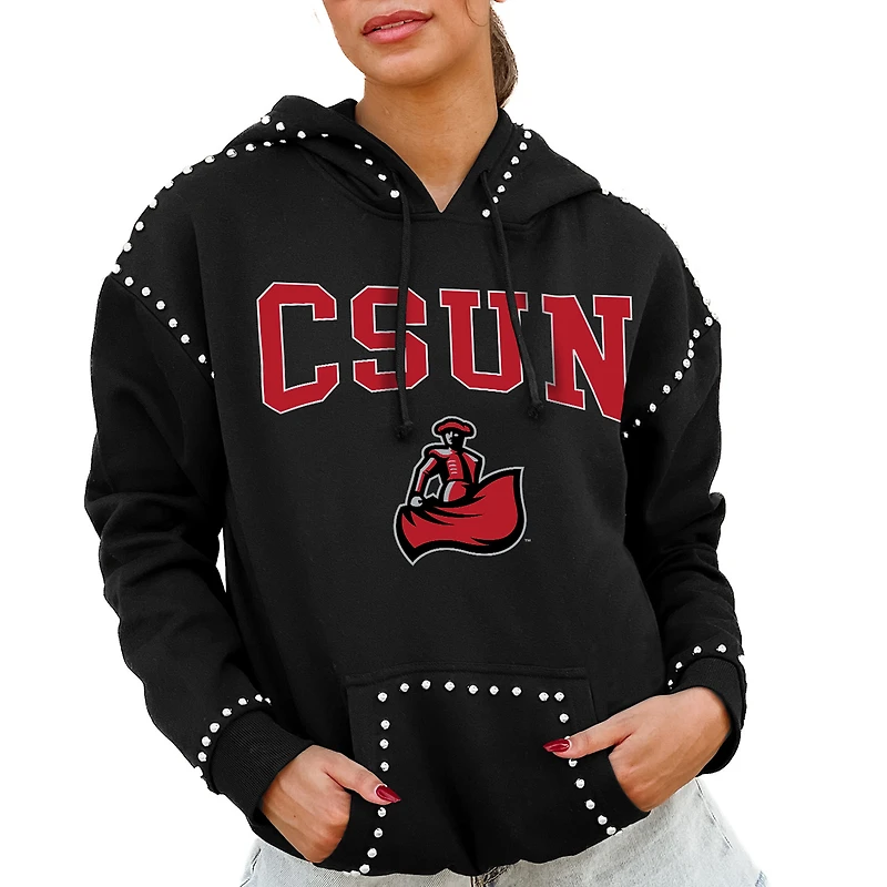 Women's Gameday Couture  Black Cal State Northridge Matadors Studded Pullover Hoodie
