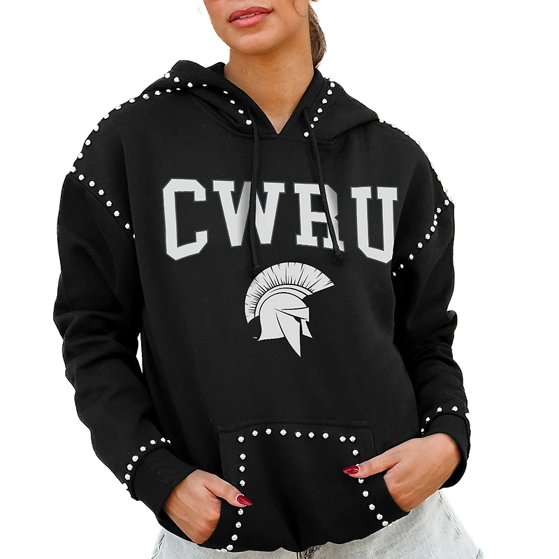 Women's Gameday Couture Black Case Western Reserve Spartans Studded Pullover Hoodie