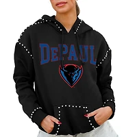 Women's Gameday Couture  Black DePaul Blue Demons Studded Pullover Hoodie