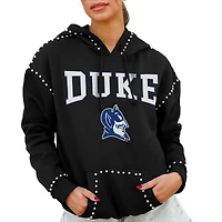 Women's Gameday Couture  Black Duke Blue Devils Studded Pullover Hoodie
