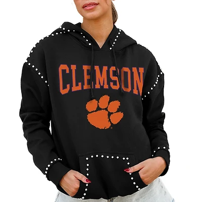 Women's Gameday Couture  Black Clemson Tigers Studded Pullover Hoodie