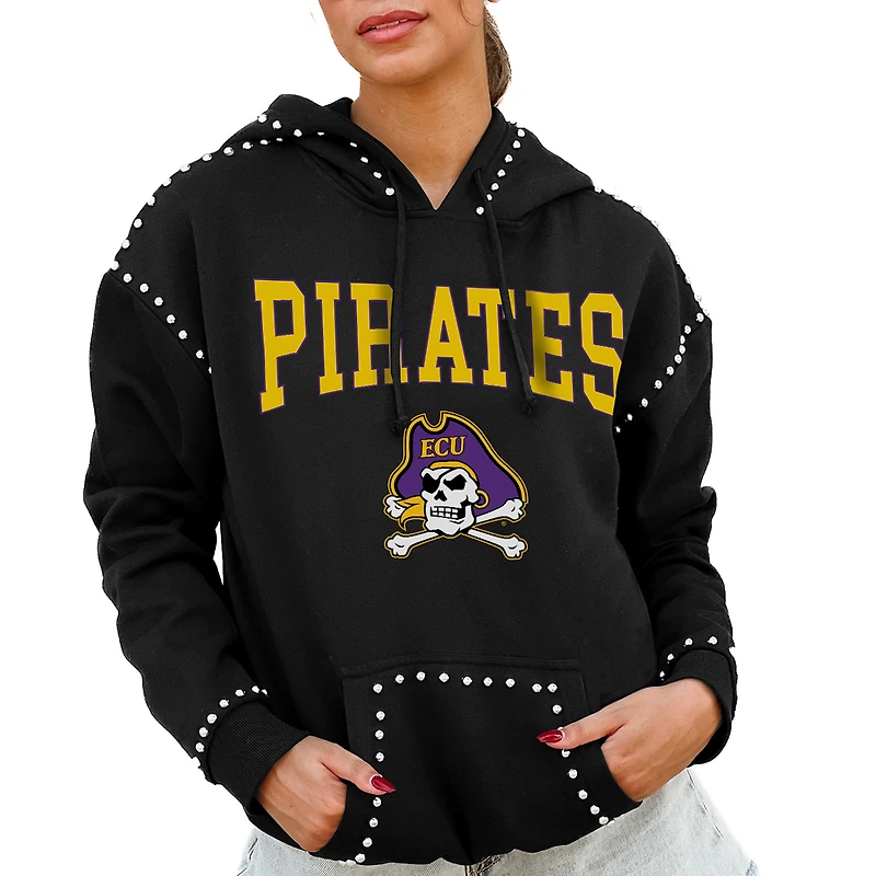 Women's Gameday Couture  Black ECU Pirates Studded Pullover Hoodie