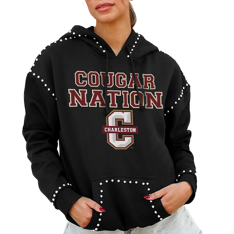 Women's Gameday Couture Black Charleston Cougars Studded Pullover Hoodie