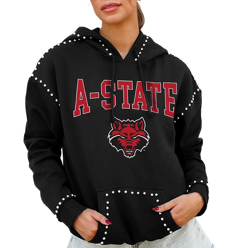 Women's Gameday Couture  Black Arkansas State Red Wolves Studded Pullover Hoodie