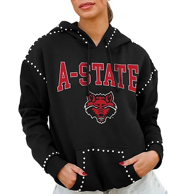 Women's Gameday Couture  Black Arkansas State Red Wolves Studded Pullover Hoodie