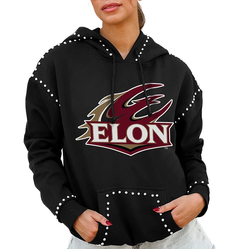 Women's Gameday Couture  Black Elon Phoenix Studded Pullover Hoodie