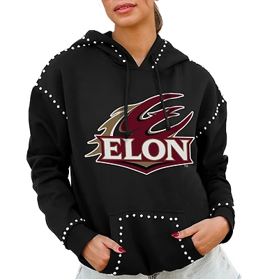 Women's Gameday Couture  Black Elon Phoenix Studded Pullover Hoodie