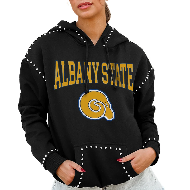 Women's Gameday Couture Black Albany State Golden Rams Studded Pullover Hoodie