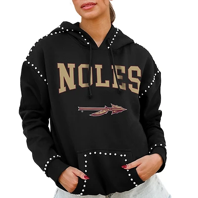 Women's Gameday Couture Black Florida State Seminoles Studded Pullover Hoodie