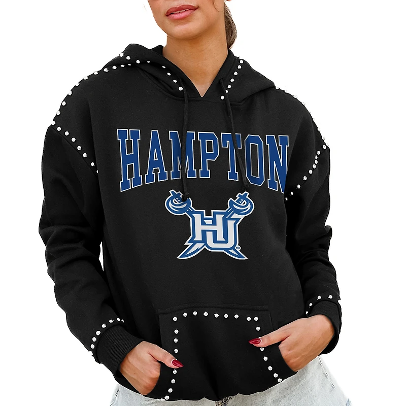 Women's Gameday Couture  Black Hampton Pirates Studded Pullover Hoodie