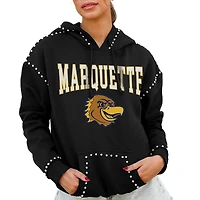 Women's Gameday Couture  Black Marquette Golden Eagles Studded Pullover Hoodie