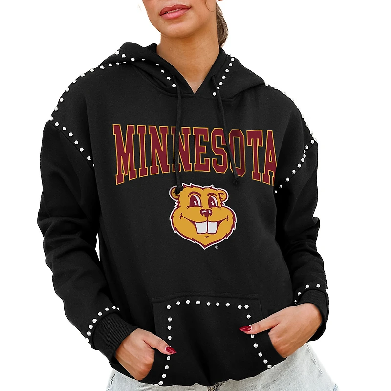 Women's Gameday Couture Black Minnesota Golden Gophers Studded Pullover Hoodie