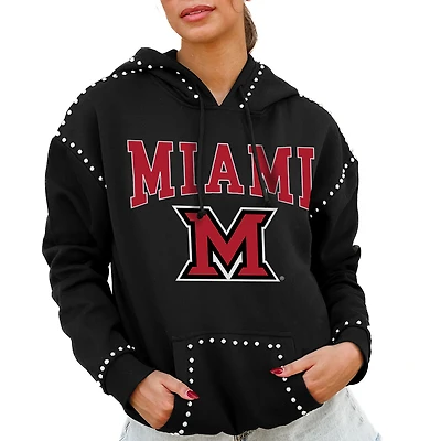 Women's Gameday Couture  Black Miami University RedHawks Studded Pullover Hoodie