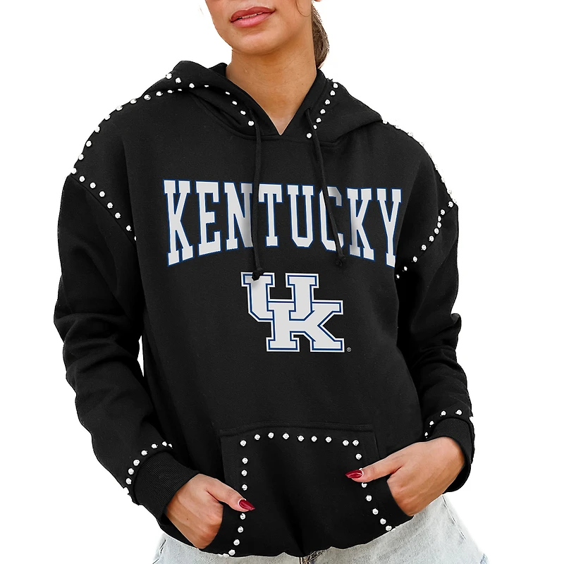 Women's Gameday Couture  Black Kentucky Wildcats Studded Pullover Hoodie