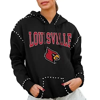 Women's Gameday Couture  Black Louisville Cardinals Studded Pullover Hoodie