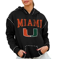 Women's Gameday Couture  Black Miami Hurricanes Studded Pullover Hoodie