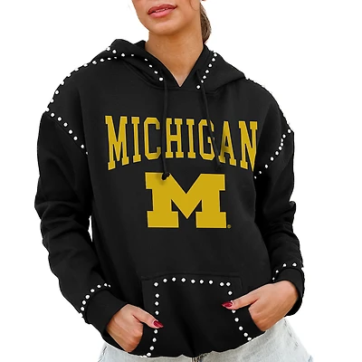 Women's Gameday Couture Black Michigan Wolverines Studded Pullover Hoodie