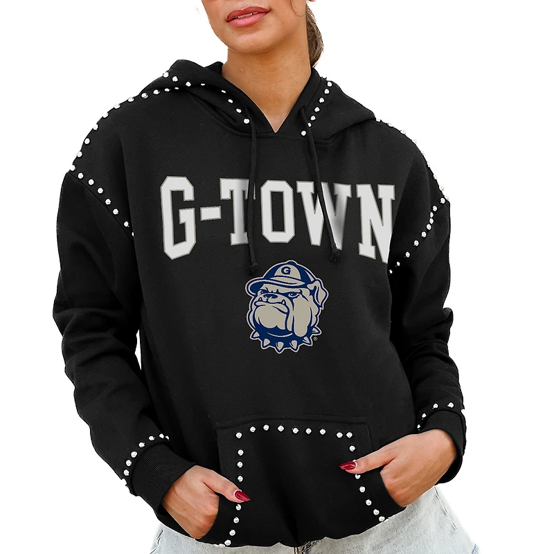 Women's Gameday Couture Black Georgetown Hoyas Studded Pullover Hoodie