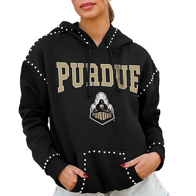 Women's Gameday Couture Black Purdue Boilermakers Studded Pullover Hoodie