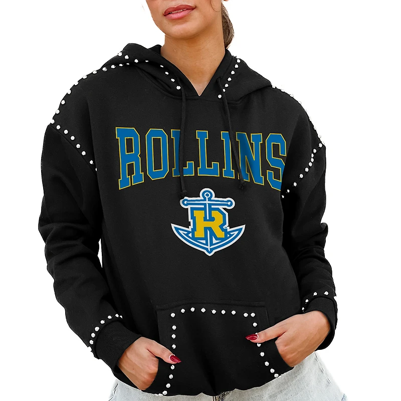 Women's Gameday Couture  Black Rollins College Tars Studded Pullover Hoodie