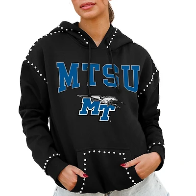 Women's Gameday Couture Black MTSU Blue Raiders Studded Pullover Hoodie