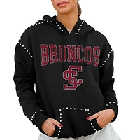Women's Gameday Couture  Black Santa Clara Broncos Studded Pullover Hoodie