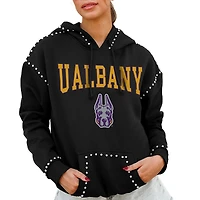 Women's Gameday Couture  Black UAlbany Great Danes Studded Pullover Hoodie