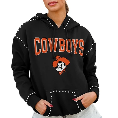 Women's Gameday Couture Black Oklahoma State Cowboys Studded Pullover Hoodie