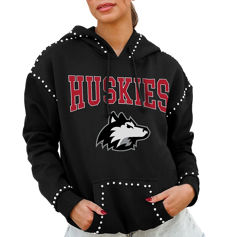 Women's Gameday Couture  Black Northern Illinois Huskies Studded Pullover Hoodie