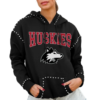 Women's Gameday Couture  Black Northern Illinois Huskies Studded Pullover Hoodie
