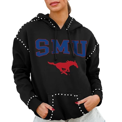 Women's Gameday Couture Black SMU Mustangs Studded Pullover Hoodie