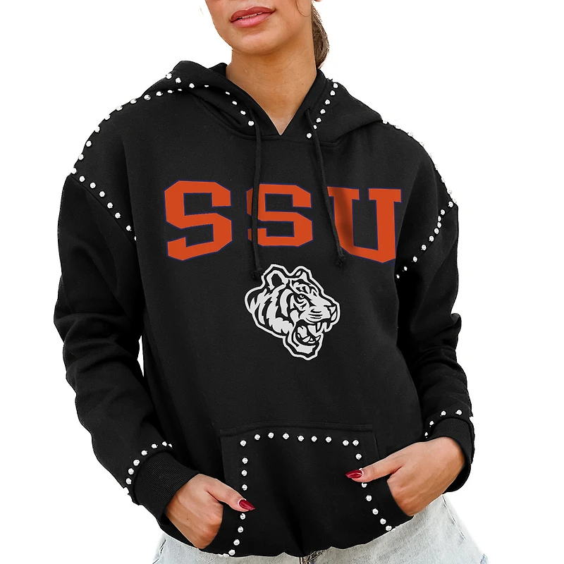Women's Gameday Couture Black Savannah State Tigers Studded Pullover Hoodie