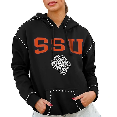 Women's Gameday Couture  Black Savannah State Tigers Studded Pullover Hoodie