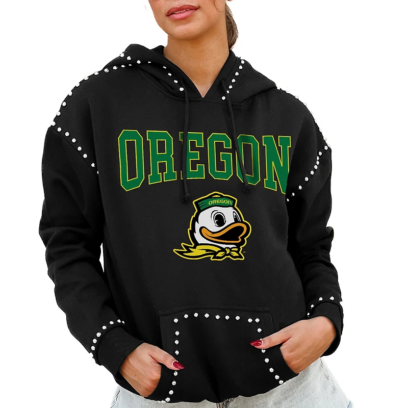 Women's Gameday Couture Black Oregon Ducks Studded Pullover Hoodie