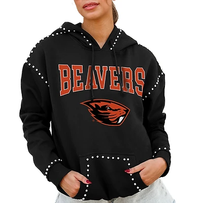 Women's Gameday Couture Black Oregon State Beavers Studded Pullover Hoodie