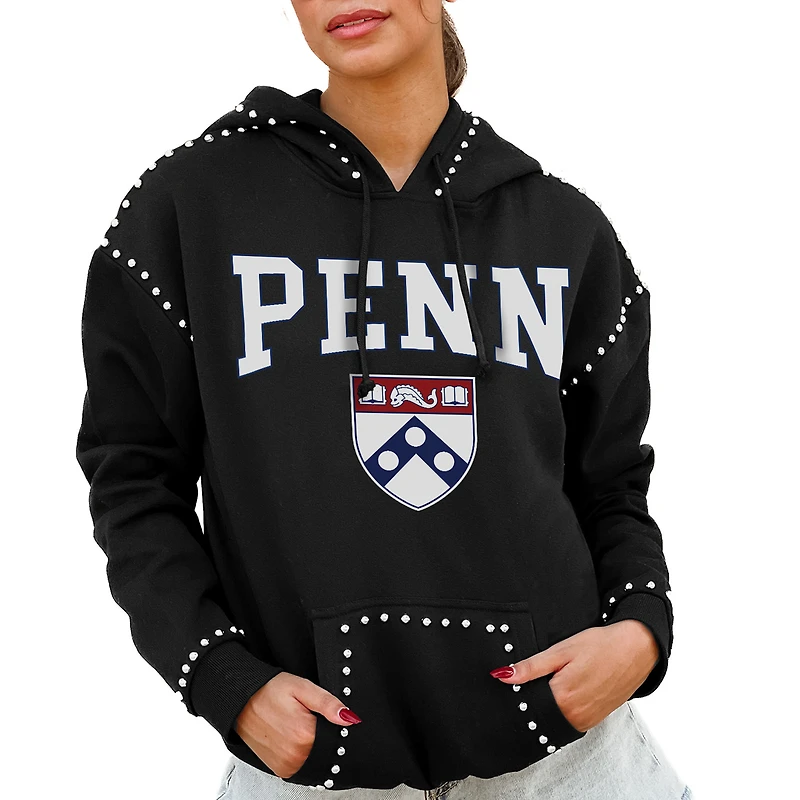 Women's Gameday Couture Black Pennsylvania Quakers Studded Pullover Hoodie