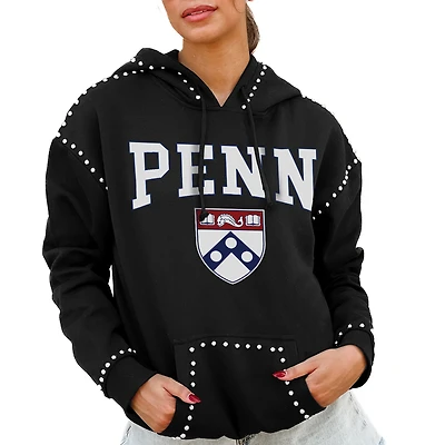 Women's Gameday Couture Black Pennsylvania Quakers Studded Pullover Hoodie